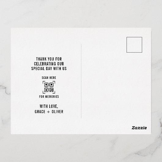 Foto van Love and Bedankt Wedding | Overschrijding Folie Feestdagen Briefkaart (Achterkant)