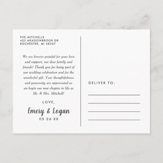 Foto van Love and Bedankt Yellow Wedding Collage Briefkaart (Achterkant)