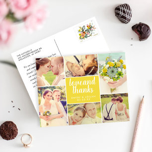 Foto van Love and Bedankt Yellow Wedding Collage Briefkaart