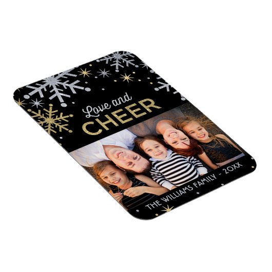 Foto van Love and Cheer Silver en Gold Snowflakes Magneet (Rechterzijde)