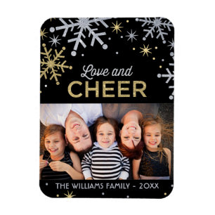 Foto van Love and Cheer Silver en Gold Snowflakes Magneet