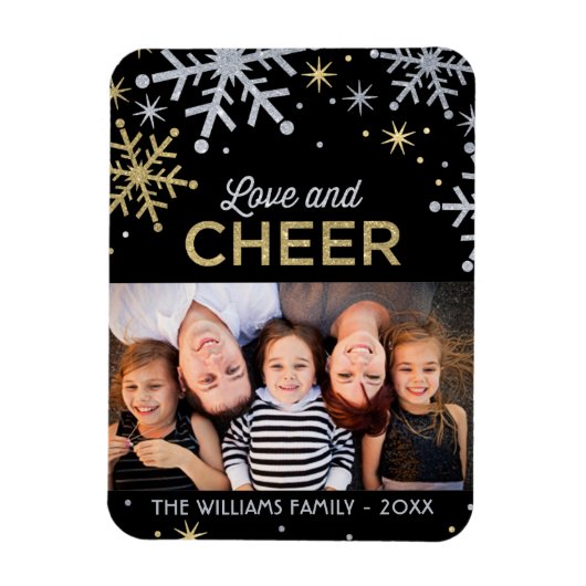 Foto van Love and Cheer Silver en Gold Snowflakes Magneet (Verticaal)