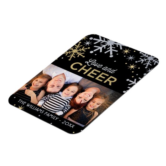 Foto van Love and Cheer Silver en Gold Snowflakes Magneet (Linkerzijde)