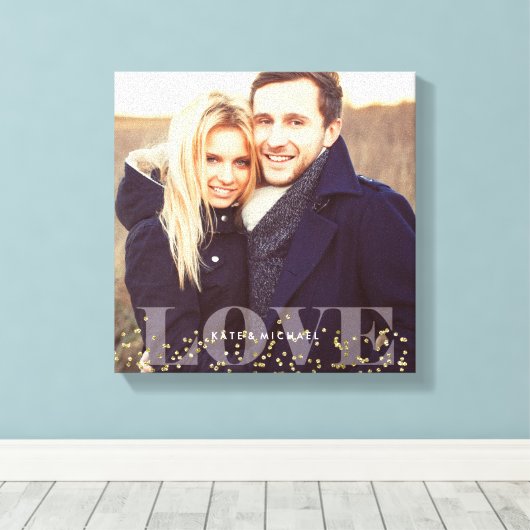 Foto van Love and Sparkles Canvas Afdruk (Insitu (Houten vloer))