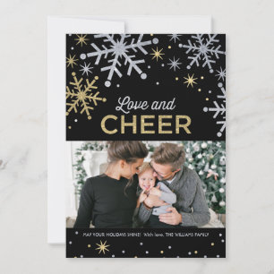 Foto van Love & Cheer Silver en Gold Sparkle Feestdagenkaart