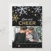 Foto van Love & Cheer Silver en Gold Sparkle Feestdagenkaart (Voorkant)
