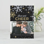 Foto van Love & Cheer Silver en Gold Sparkle Feestdagenkaart (Staand voorkant)