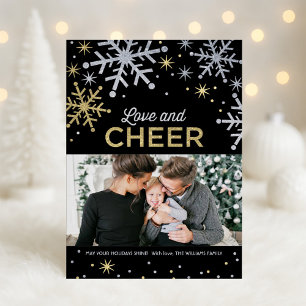 Foto van Love & Cheer Silver en Gold Sparkle Feestdagenkaart