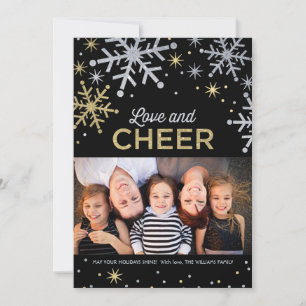 Foto van Love & Cheer Silver en Gold Sparkle Feestdagenkaart