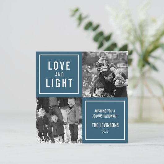 Foto van Love & Light Modern Hanukkah Feestdagenkaart (Staand voorkant)