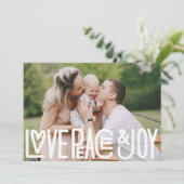 Foto van Love Peace and Joy kerstfeestay Bedankkaart (Staand voorkant)