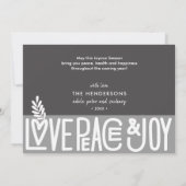 Foto van Love Peace and Joy kerstfeestay Bedankkaart (Achterkant)