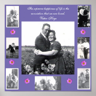 Foto van Love Quote met foto's Paars roze Poster