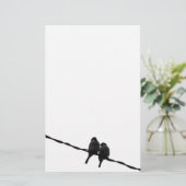 Foto van Love/Sparrow Pair B&W Briefpapier (Staand voorkant)