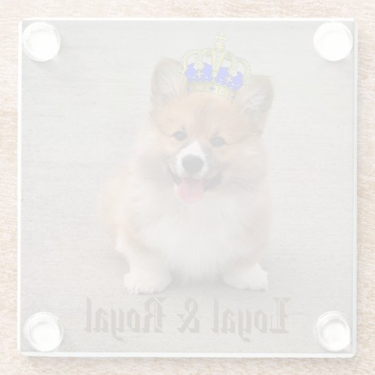 Foto van Loyal and Royal Corgi Puppy Glazen Onderzetter (Achterkant)