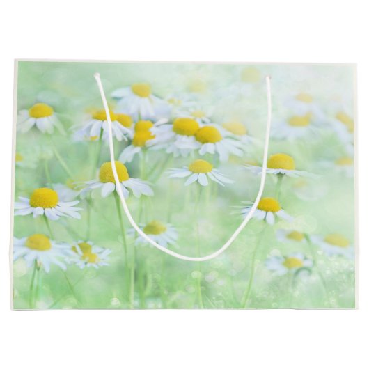 Foto van  madeliefjes in een veld groot cadeauzakje (Achterkant)