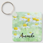 Foto van  madeliefjes in een veld sleutelhanger (Voorkant)