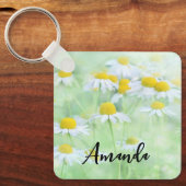 Foto van  madeliefjes in een veld sleutelhanger (Voorkant)