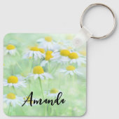 Foto van  madeliefjes in een veld sleutelhanger (Achterkant)
