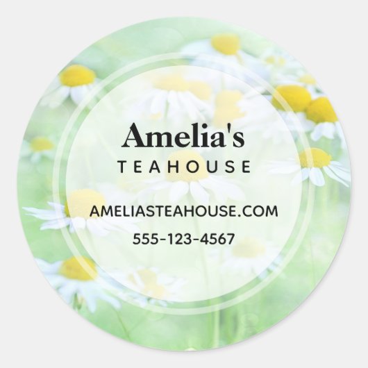 Foto van  madeliefjes in een veldbedrijf ronde sticker (Voorkant)