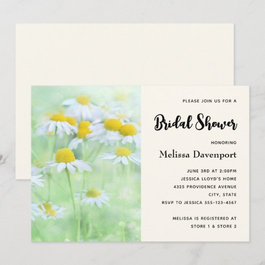 Foto van  madeliefjes in een veldbruids kaart (Voorkant / Achterkant)