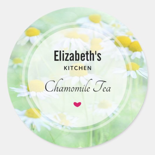 Foto van  madeliefjes in een veldkeuken ronde sticker (Voorkant)