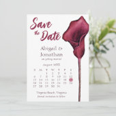 Foto van Magenta Calla Lily Waterverf Flower Weddi Save The Date (Staand voorkant)
