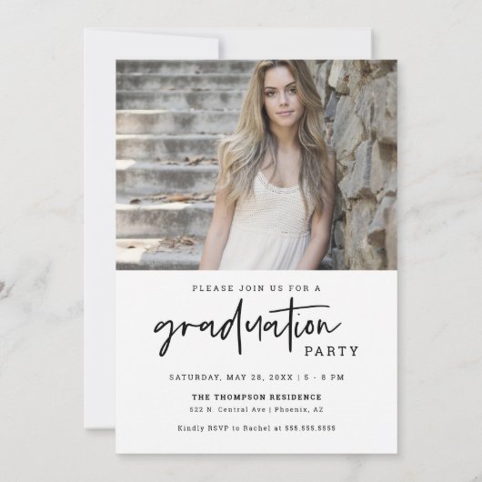 Foto van Magenta School Afstudeerder Modern Minima Kaart (Achterkant)