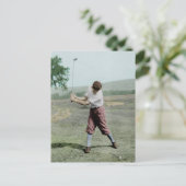 foto van Male Golfer Swing 1930 Briefkaart (Staand voorkant)