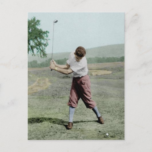 foto van Male Golfer Swing 1930 Briefkaart (Voorkant)