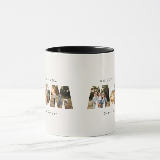 Foto van mam 3 moderne elegante zwarte moederdag mok (Midden)