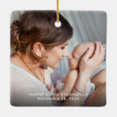 Foto van Mammie's eerste kerstfeest Rustic Trees Keramisch Ornament (Achterkant)