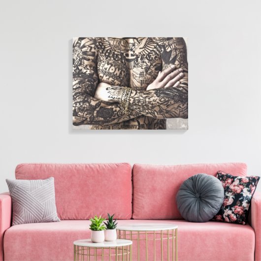 Foto van mannelijk Tattoo Canvas Afdruk (Insitu (Woonkamer))