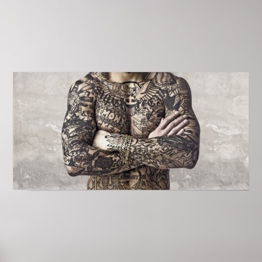 Foto van mannelijk Tattoo Poster (Voorkant)