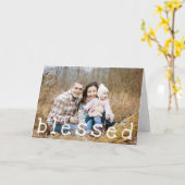 Foto van Maple Leaf Blessed Family Thanksgiving Kaart (Gele Bloem)