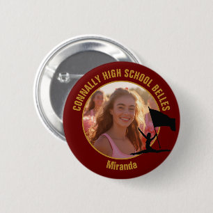 Foto van Maroon Gold Color Guard Hoge School Danse Ronde Button 5,7 Cm