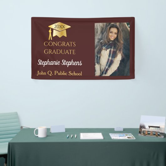 Foto van Maroon Gold Congrats Afstuderen naam | Sc Spandoek (Beurs)