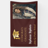 Foto van Maroon Gold Congrats Afstuderen naam | Sc Spandoek (Verticaal)