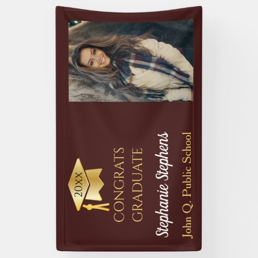 Foto van Maroon Gold Congrats Afstuderen naam | Sc Spandoek (Verticaal)