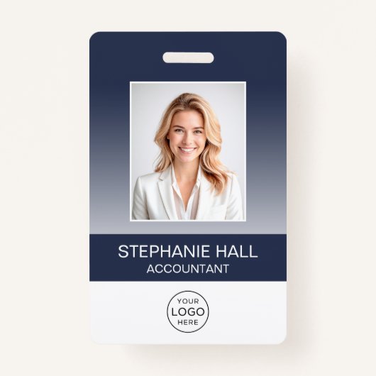 Foto van medewerker, Logo, naamverloop Badge (Voorkant)