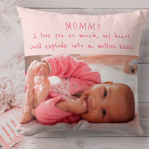 Foto van meisje en lief bericht voor mama kussen