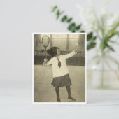  foto van meisje spelen tennis briefkaart (Staand voorkant)