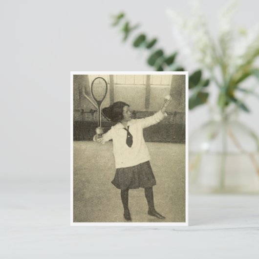  foto van meisje spelen tennis briefkaart (Staand voorkant)