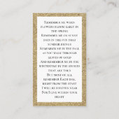 Foto van Memorial Funeral Prayer Kaart Visitekaartje (Achterkant)