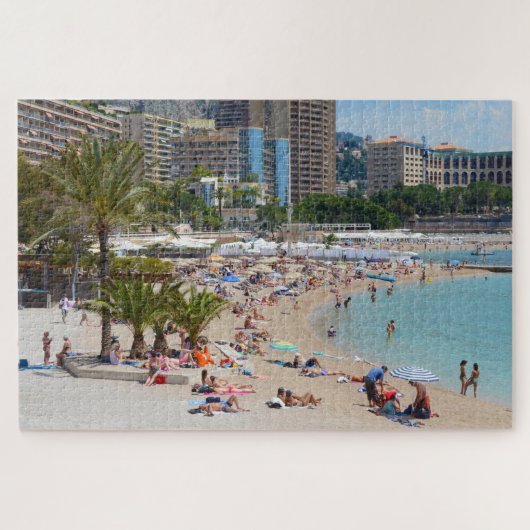 Foto van mensen op het strand in Monte Carlo Legpuzzel (Horizontaal)