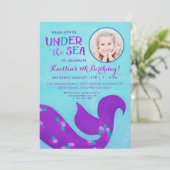 Foto van Mermaid Birthday "under the Zee" Kaart (Staand voorkant)