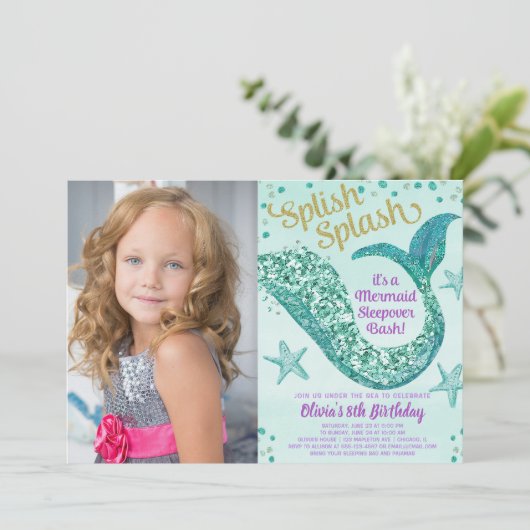 Foto van Mermaid sleepover Kaart (Staand voorkant)