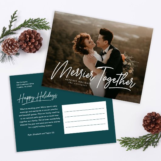 Foto van Merrier Together Calligraphy Feestdagenkaart