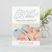 Foto van Merrier Twins Birth Announounding Aankondiging (Staand voorkant)