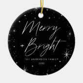 Foto van Merry and Bright Black Holiday Keramisch Ornament (Voorkant)